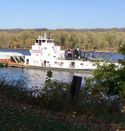 Mississippi barges at Guttenburg, Iowa